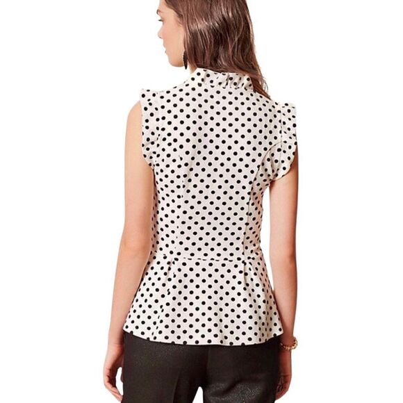 NWOT Anthro Postmark Polka Dot Sleeveless Peplum Top - Picture 3 of 5